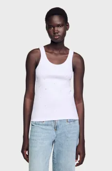 Женская белая майка Белый S Sandro SFPTS01525_whiteFW25