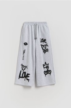 Reserved - Спортивні штани з принтом - світло-сірий - 128HN-09M