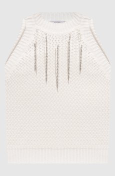 Белый ажурный топ с цепочкой мониль