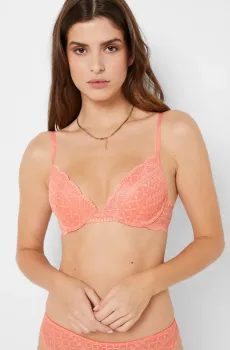 Женский розовый бюстгальтер пуш-ап глубокое декольте IDOLE Розовый 70C Etam 6540488