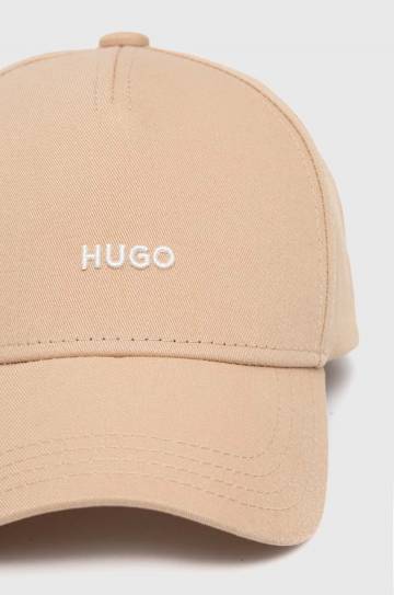 Хлопковая кепка HUGO цвет бежевый с аппликацией 50519255 Хлопковая кепка HUGO цвет бежевый с аппликацией 50519255