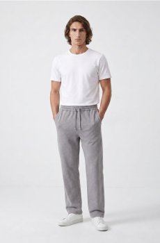 Штани wide leg із махрового трикотажу - сірий