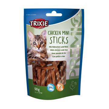 Лакомство для кошек Trixie Premio Chicken Mini Sticks с курицей и рисом, 50 г Лакомство для кошек Trixie Premio Chicken Mini Sticks с курицей и рисом, 50 г