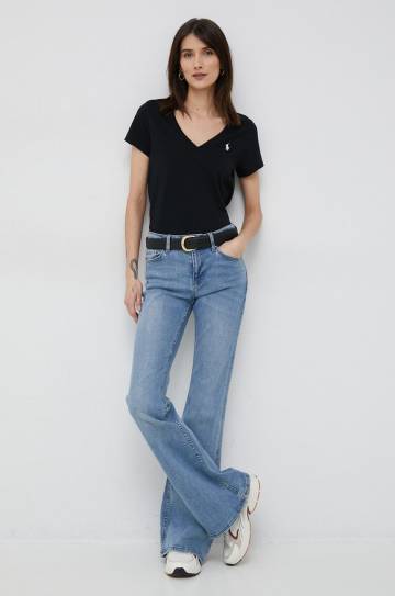 Хлопковая футболка Polo Ralph Lauren цвет чёрный Хлопковая футболка Polo Ralph Lauren цвет чёрный