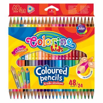 Олівці кольорові трикутні Colorino двосторонні 24 шт і 48 кольору (51705PTR) Олівці кольорові трикутні Colorino двосторонні 24 шт і 48 кольору (51705PTR)