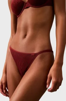 Женские бордовые трусики HIGH LEG TANGA Бордовый S Calvin Klein 000QF7105E