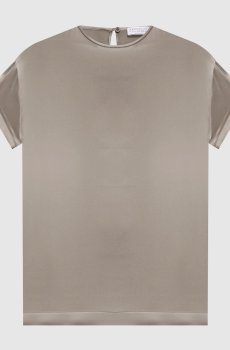 Блуза цвета хаки из шелка с цепочкой