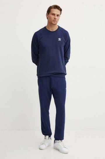 Хлопковая кофта adidas Originals мужская цвет синий однотонная IX7678 Хлопковая кофта adidas Originals мужская цвет синий однотонная IX7678