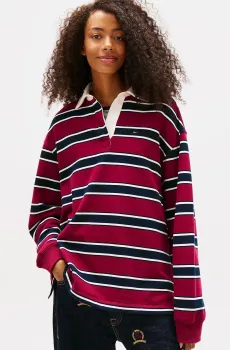 Женское бордовое поло в полоску RLX S-FLAG STRIPE Бордовый XS Tommy Jeans DW0DW22540