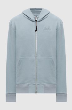 Голубая спортивная куртка с вышивкой логотипа