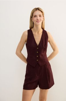 Reserved - Лляні шорти - червоне дерево - 843IR-93X