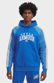 Мужское голубое худи UA Rival Flc CB Hood Голубой XL Under Armour 6003958-402