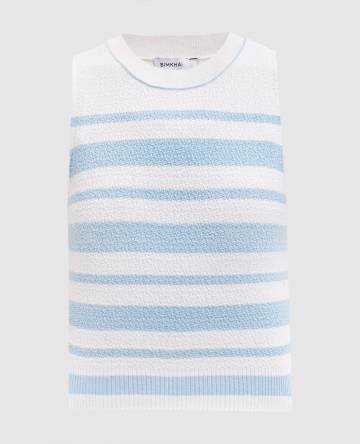 Белый топ с шелком в полоску