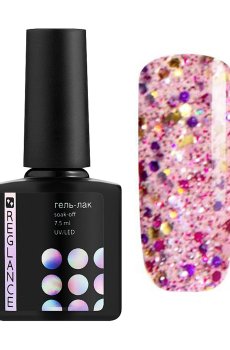Гель-лак для ногтей Reglance Gel Polish 142 Розовый с разноцветными блестками, 7.5 мл