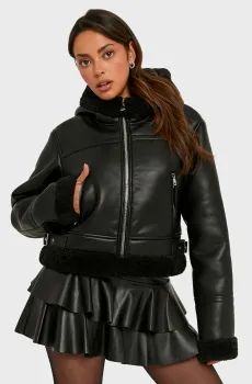 Женская черная дубленка Черный M Tally Weijl SJAFFSOOD