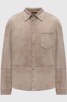Бежевая замшевая рубашка