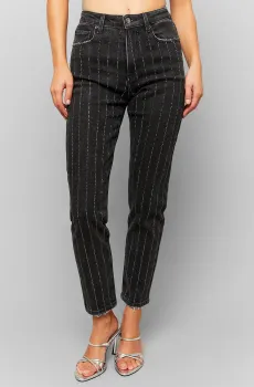 Женские черные джинсы в полоску Черный 32 Tally Weijl SPADEKARIN