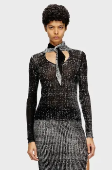 Женский черный льняной джемпер M-ELAN Черный XS Diesel A18866 0BJBR