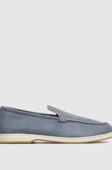 Голубые замшевые лоферы