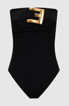 Черное боди с пряжкой