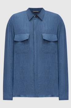 Синяя рубашка из льна