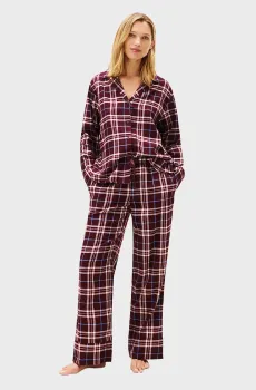 Женская пижама в клетку (рубашка, брюки)  LS FLNL SHIRT PJ PANTS SET Разноцветный S Tommy Hilfiger UW0UW06158