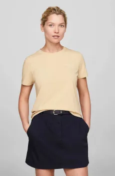 Женская бежевая футболка 1985 REG MINI CORP LOGO Бежевый XS Tommy Hilfiger WW0WW37877