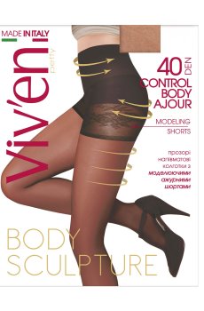 Колготки женские Viven petty Control Body Ajour с моделирующими шортиками, 40 DEN, натурель, размер 4
