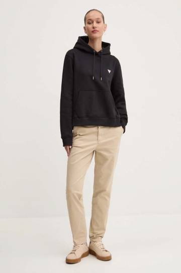 Кофта Guess Jeans женская цвет чёрный с капюшоном однотонная W4YQ04 KC811 Кофта Guess Jeans женская цвет чёрный с капюшоном однотонная W4YQ04 KC811