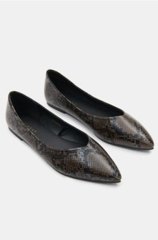 Балетки з візерунком під зміїну шкіру - бежевий