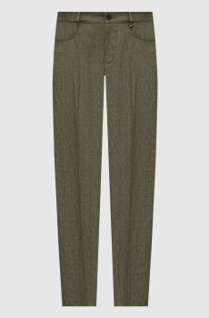 Зеленые брюки из льна