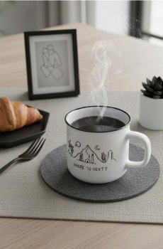 Керамічне горнятко з мандрівним мотивом - чорний