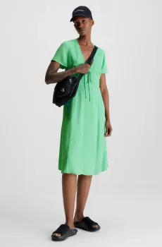 Женское зеленое платье CREPE SHORT SLEEVE MIDI DRESS Зеленый XS Calvin Klein Jeans J20J221140