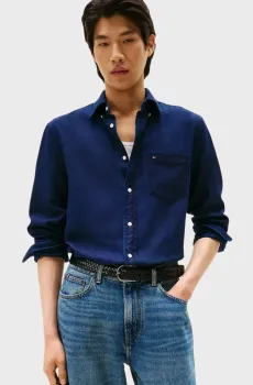 Мужская темно-синяя рубашка FLANNEL Синий S Tommy Hilfiger MW0MW40499