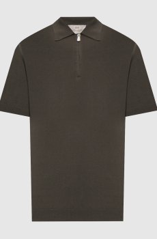 Зеленое поло из шелка с нашивкой логотипа