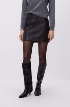 Reserved - Шкіряна мініспідниця - темно коричневий - 721EH-89X