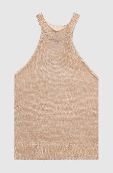 Бежевый вязаный топ с льном