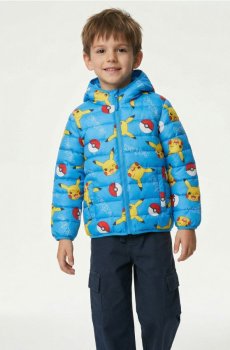 Квітована куртка puffer з капюшоном Pokémon - морська хвиля