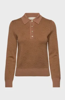 Женское бежевое шерстяное поло MONOGRAM Бежевый M Gant 4805400