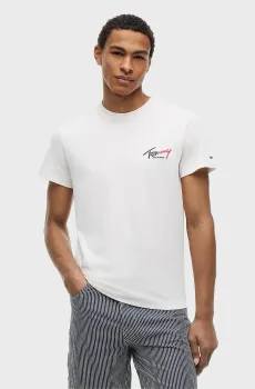 Мужская белая футболка SLIM SIGN CHEST SS TEE EXT Белый L Tommy Jeans DM0DM22538