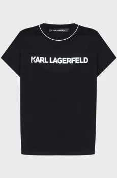 Женская черная футболка LOGO PIPING T-SHIRT Черный XS Karl Lagerfeld A2W17109
