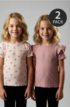 Футболка з трикотажу в рубчик 2 pack - різнобарвний