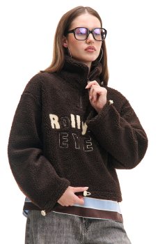 Cropp - Світшот зі штучного хутра - темно коричневий