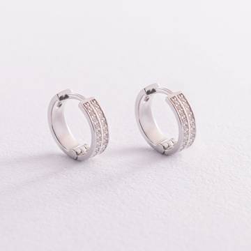 Золотые серьги - кольца с бриллиантами 102-10045/1 Золотые серьги - кольца с бриллиантами 102-10045/1