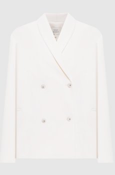 двубортный жакет SANCIA из шерсти цвета айвори