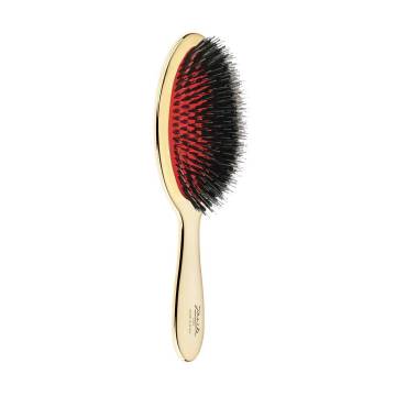 Щетка для волос Janeke Medium Hair Brush Золотая, с хромированным покрытием и щетиной кабана, размере M Щетка для волос Janeke Medium Hair Brush Золотая, с хромированным покрытием и щетиной кабана, размере M