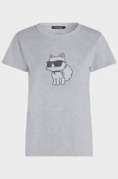 Женская серая футболка IKON KL x Choupette Серый L Karl Lagerfeld A3W17110