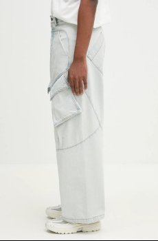 Хлопковые джинсы Marcelo Burlon Bleach Denim Wide Cargo Light Blue No Co