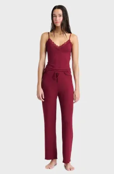 Женская бордовая пижама (майка, брюки) NETTIE Бордовый M Etam 6555962