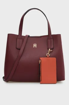 Женская бордовая сумка ICON MINI SATCHEL Бордовый ONESIZE Tommy Hilfiger AW0AW18722
